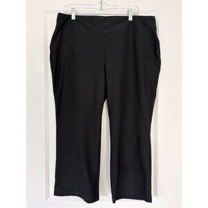 L.L. Bean Black Pull-On Pants Womens XL Stretch Cropped Straight Leg Casual